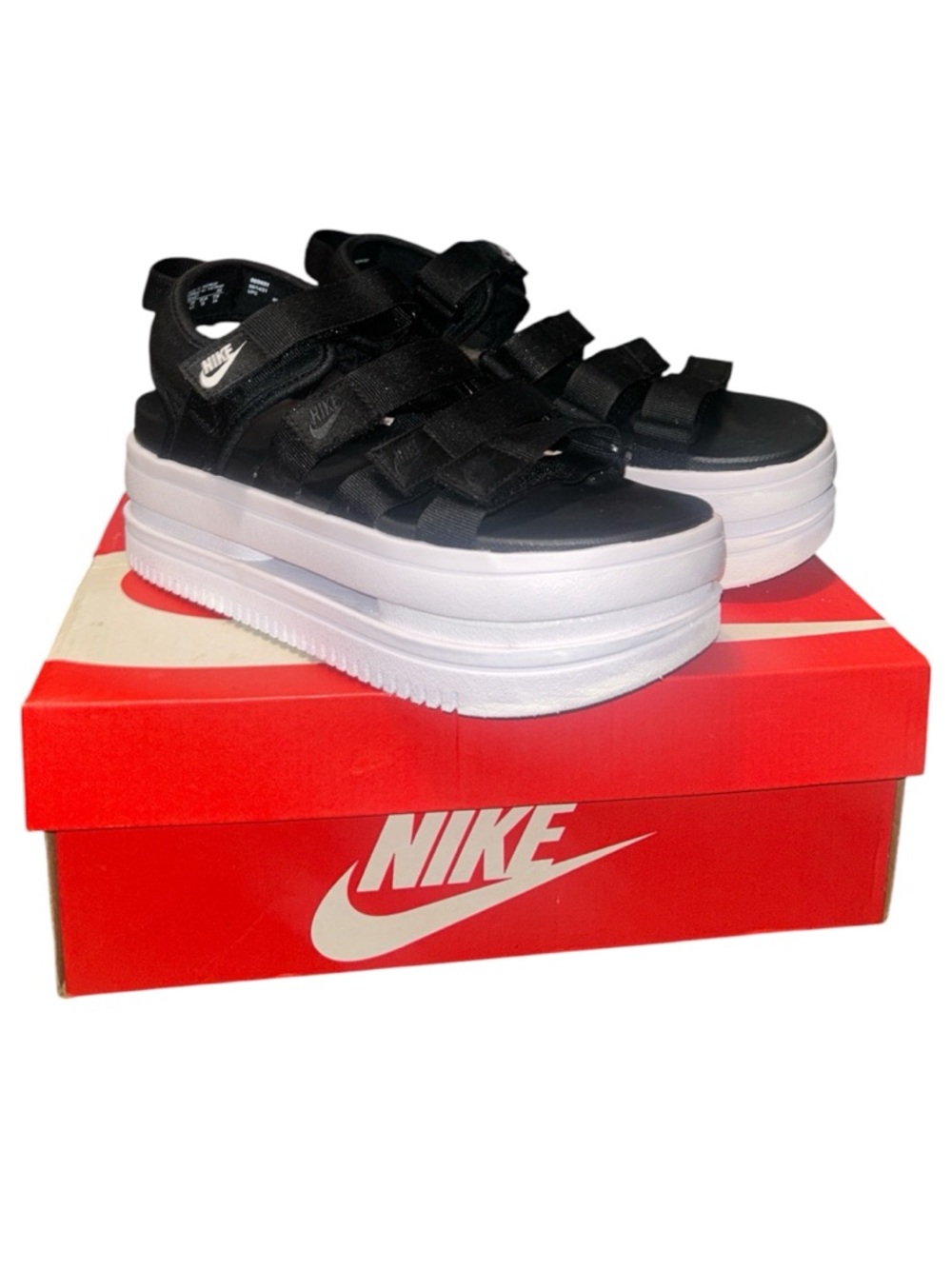 Nike Icon Classic Platform Sandal / Black & White / Women’s Size 7 U.S.